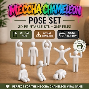 Meccha Chameleon Pose Set STL 3MF-bestanden, minifiguur 3D-afdrukbestand, op virale game geïnspireerde bureaufiguren, digitale download, snelle print STL