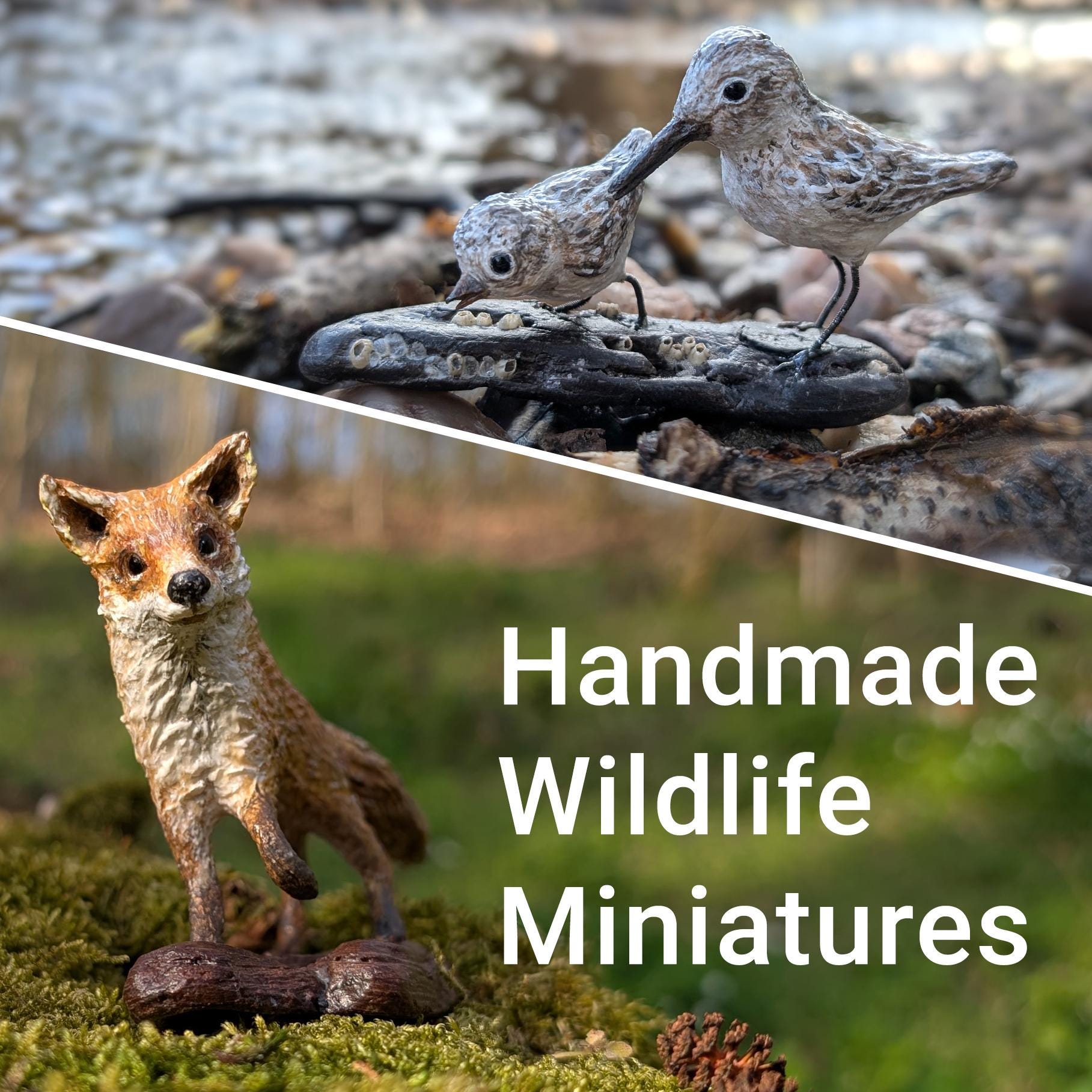 Warwick miniatures ミニチュア　動物　ピノキオ　アンティーク Handmade Wildlife Miniatures | Piper Birds & Fox | Small Animal