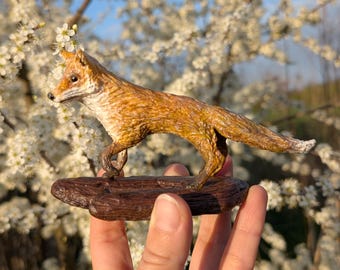 Handmade Wildlife Miniatures | Piper Birds & Fox | Small Animal