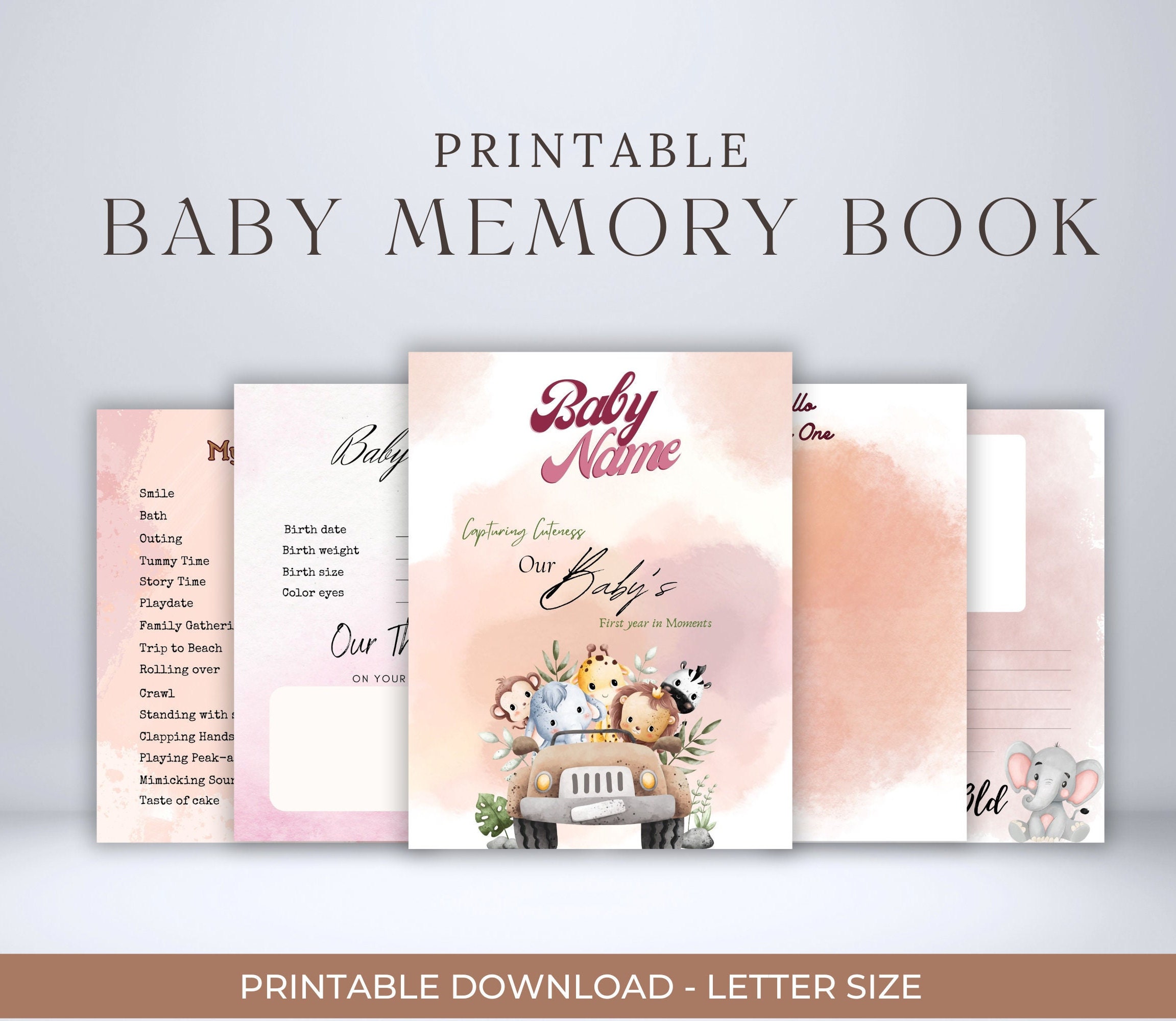 Printable Baby Memory Book Personalized Keepsake for Milestones and ...