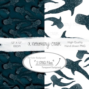 Whale Shark Seamless Pattern, Hand-Drawn Ocean Print (Digital Download)