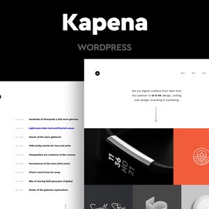 May include: A website homepage for a digital design agency called Kapena. The website features a black and white image of a watch, a red square with a white logo, and a black square with a white logo. The text "We are digital crafters from New York. Our passion is UI & UX design, coding, web design, branding & marketing." is displayed on the page.