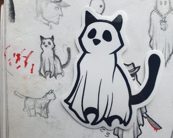 Gato fantasma - pegatina de vinilo
