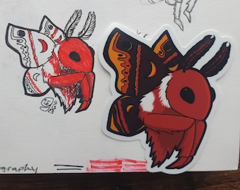 Busto de MothMan - Pegatina de vinilo mate
