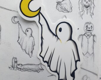 Fantasma de hoja lunar - pegatina de vinilo