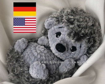 PDF Crochet Pattern English/German Hedgehog Fluffy