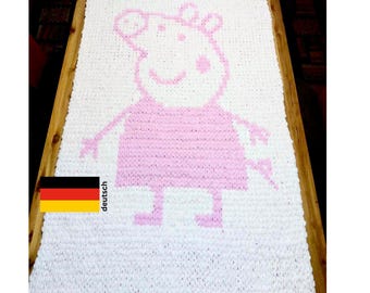 Video course and PDF instructions, from Alize Puffy More, baby blanket: "Rosa, the piggy", suitable for beginners (language see photo and description)