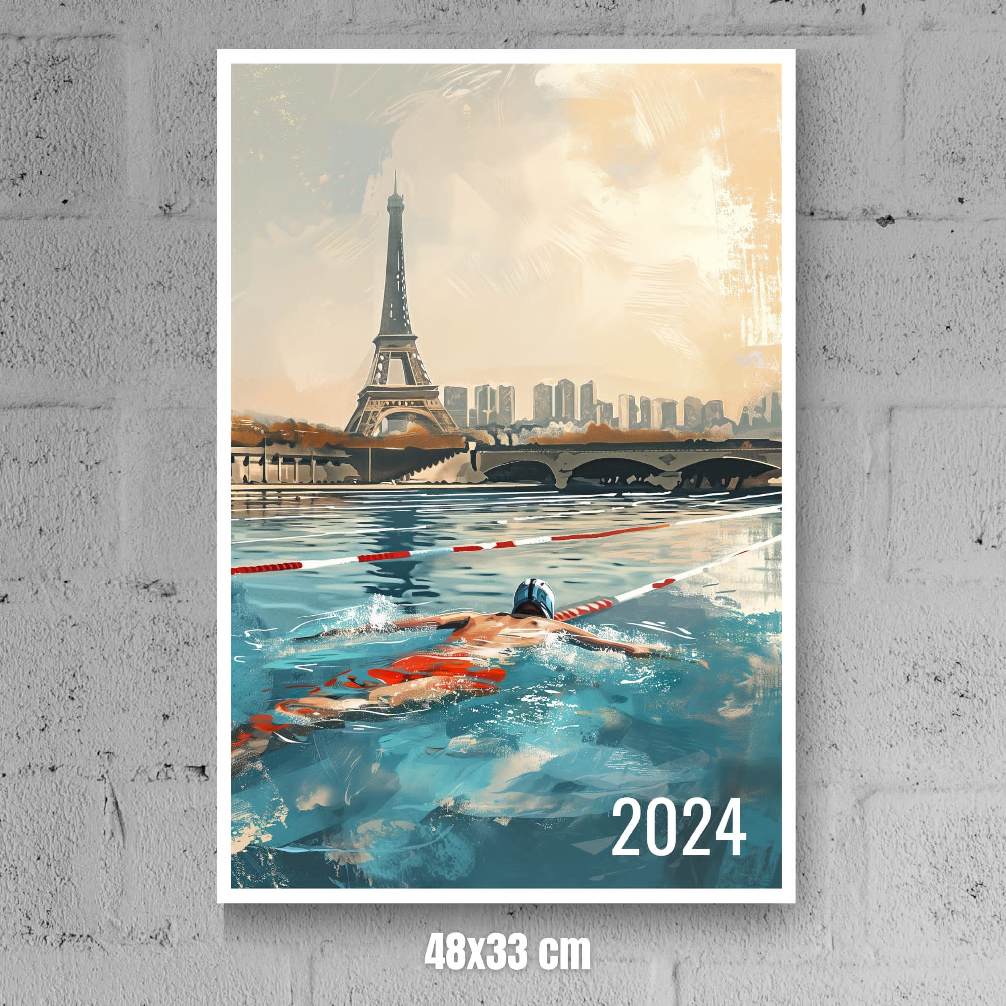 Affiche Des Jeux Olympiques de 2024, Natation La seine Paris 2024 vendu