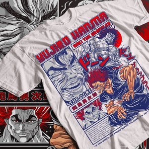 T-shirt unisex in cotone pesante con stampa anime, manga e boxe, grafica, per arti marziali, streetwear, con cartoni animati giapponesi