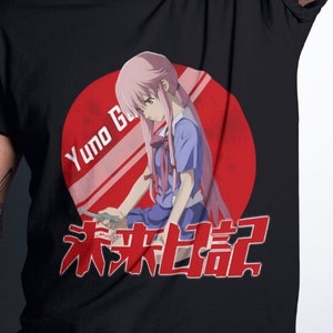 Camiseta de anime Mirai Nikki, camiseta de manga curta Yuno Gasai Future Diary Manga Waifu, camiseta estética de manga curta de anime