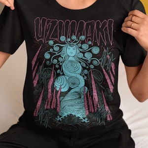 Unisex Horror Manga Creepy Girl T-Shirt,Manga Gothic T-Shirt Inactive, Dark Anime Gothic T-Shirt