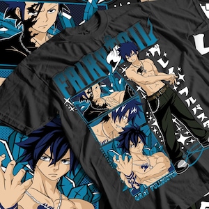 Fairy Tail Natsu Dragneel Shirt, Gray Fullbuster, Gajeel Redfox ,Fairy Tail Guild,Happy, Iron Dragon Slayer, Dragon Slayers