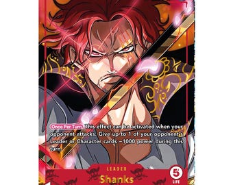 Shanks – Leader Card – Custom One Piece Proxy – Gold Foil – Series 2