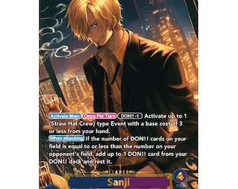 Sanji OP12 – Leader Card – Custom One Piece Proxy – Gold Silver