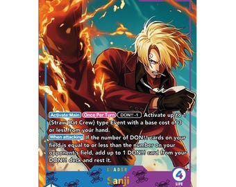 Sanji OP12 – Leader Card – Custom One Piece Proxy – Gold Silver