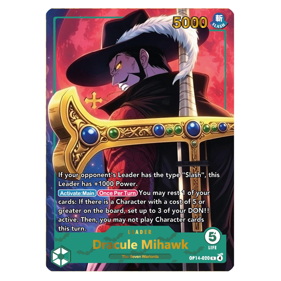 Mihawk OP14 – Leader Card - Majestic Collection - TEXTURED Edition ...