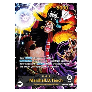 Marshal D Teach – Leader Card – Custom One Piece Proxy – Gold Foil – Série 2