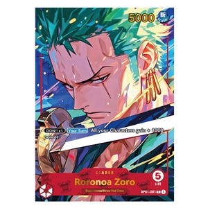 Roronoa Zoro – Leader Card – Custom One Piece Proxy – Gold Foil – Série 2