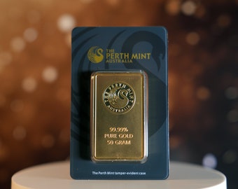 50 Gramm Gold Plated Bullion Bar Perth Case Black Design (Replizieren) - Kostenloser Versand