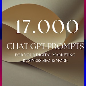 17,000 ChatGPT Prompts in Excel – AI Content Ideas | Editable Template | Digital Download for Business & Social Media