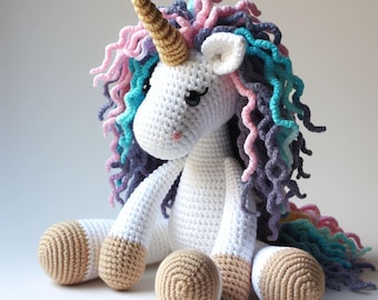 Crochet Unicorn Pattern PDF – Amigurumi Soft Toy – Baby Shower Gift – DIY Plushie – Moveable Limbs – Cute Handmade Baby Toy