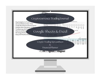 Cryptocurrency Trading Journal | Google Sheets & Excel Crypto Trading Spreadsheet e Financial Planner  |  | Excel Budget Planning Template