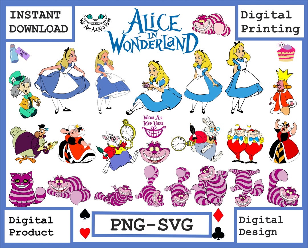 Alice in Wonderland Png SVG Bundle, Alice SVG, Princess Svg, Alice in ...
