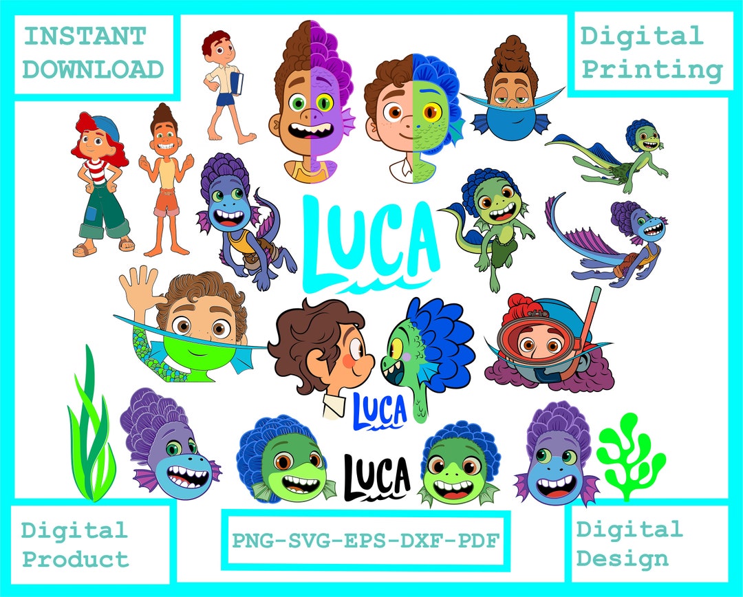 Luca Clipart Bundle Png Svg, Luca Birthday Decor, Invitation and Shirt ...