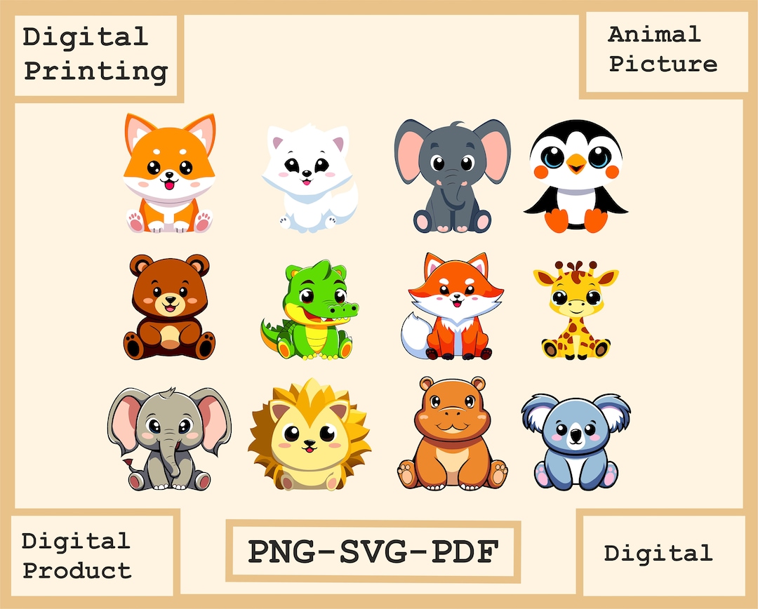 Baby Animals SVG Png Pdf,jungle Animals Bundle Png. Cricut Cut Files ...