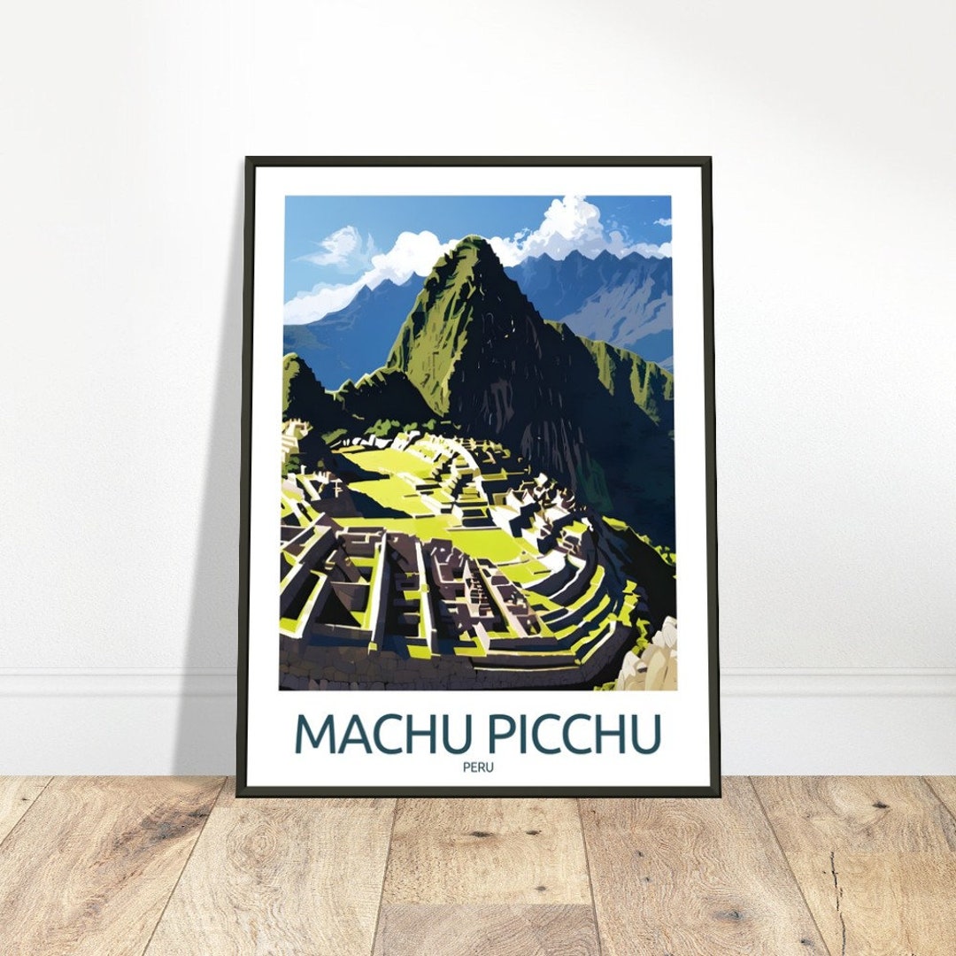 Machu Picchu Poster Machu Picchu Illustration Machu Picchu Vintage Wall ...