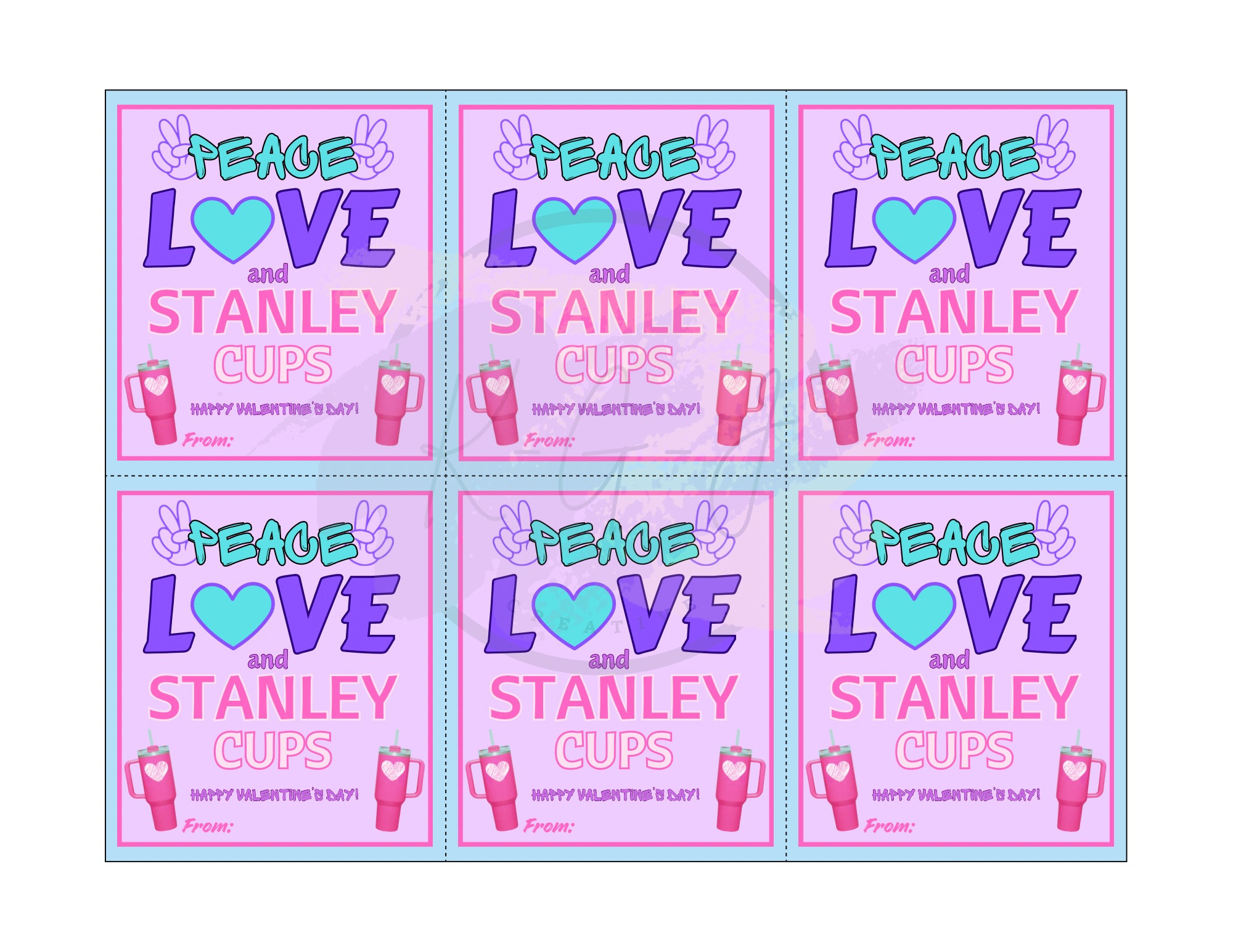 Tumbler Cup Valentines Day Cards/ Digital Download/ Printable/ Classroom Valentines/ Stanley Cup
