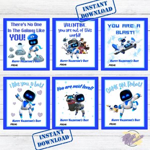Druckbare Valentinstagskarten / sofortiger digitaler Download / druckbar / Klassenzimmer- Valentinstagskarten / Videospielkarten / Astro Bot Valentinstage / PS5