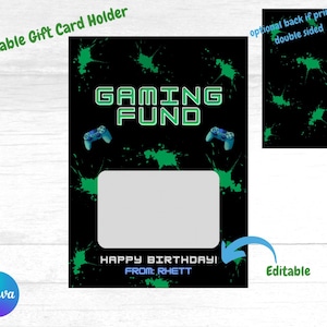 Support de carte-cadeau d'anniversaire/Modifiable/Imprimable/Fonds de jeu/Cadeau d'anniversaire/Carte-cadeau de jeu vidéo/PlayStation/xbox/VR/Carte-cadeau