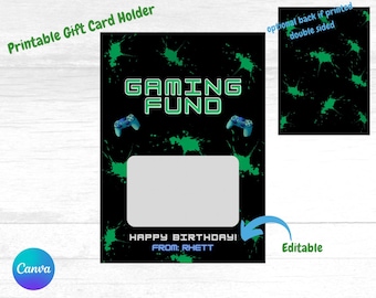 Support de carte-cadeau d'anniversaire/Modifiable/Imprimable/Fonds de jeu/Cadeau d'anniversaire/Carte-cadeau de jeu vidéo/PlayStation/xbox/VR/Carte-cadeau