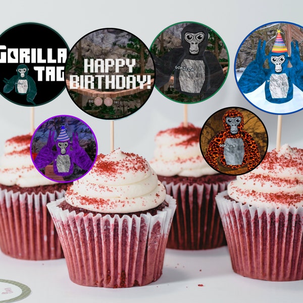 Gorilla Tag Cupcake Topper/ Digital Download/ Printable/ VR Gorilla Tag/ Birthday Cupcake Toppers
