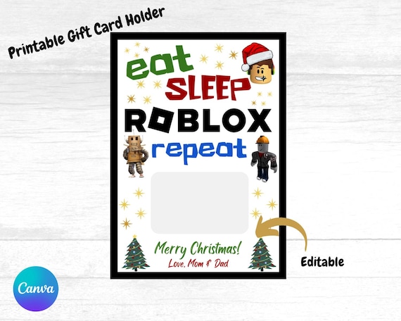 Christmas Roblox Gift Card Holder/ Editable/ Printable/ Video Game Gift Card Holder/ video games/ holidays/ Robux/ Christmas gift