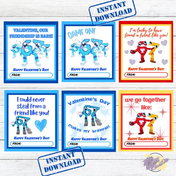 67 Valentine Cards/ 6 7/ printable valentines/ Classroom Valentine Cards/ Video Game cards/ 67 brainrot/ Roblox valentines