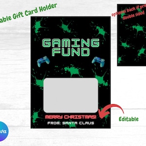 Weihnachtsgeschenk-Kartenhalter / bearbeitbar / bedruckbar / Spielgelder / Geschenkbörse / Weihnachtsgeschenk / Videospiel-Geschenkkarte / Playstation / xbox