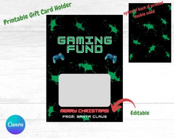 Porte-cartes cadeau de Noël/ Modifiable/ Imprimable/ Fonds de jeu/ Échange de cadeaux/ Cadeau de Noël/ Carte cadeau jeu vidéo/ PlayStation/xbox