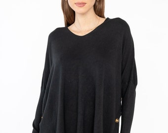 V-neck sweater with decorative buttons