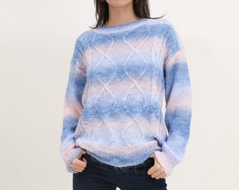 Tie & dye printed knit sweater