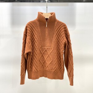 Cable knit trucker sweater Camel