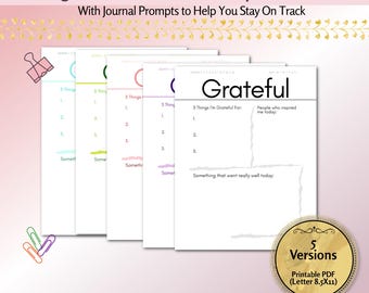 Diario de gratitud imprimible / Diario de gratitud elegante / Diario de gratitud diario / Diario de agradecimiento, Diario de gratitud digital en PDF