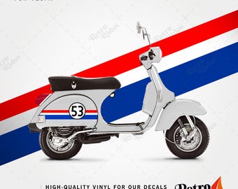 Herbie Vinyl Decal & Stripe Kit for Vespa / Customizable Number