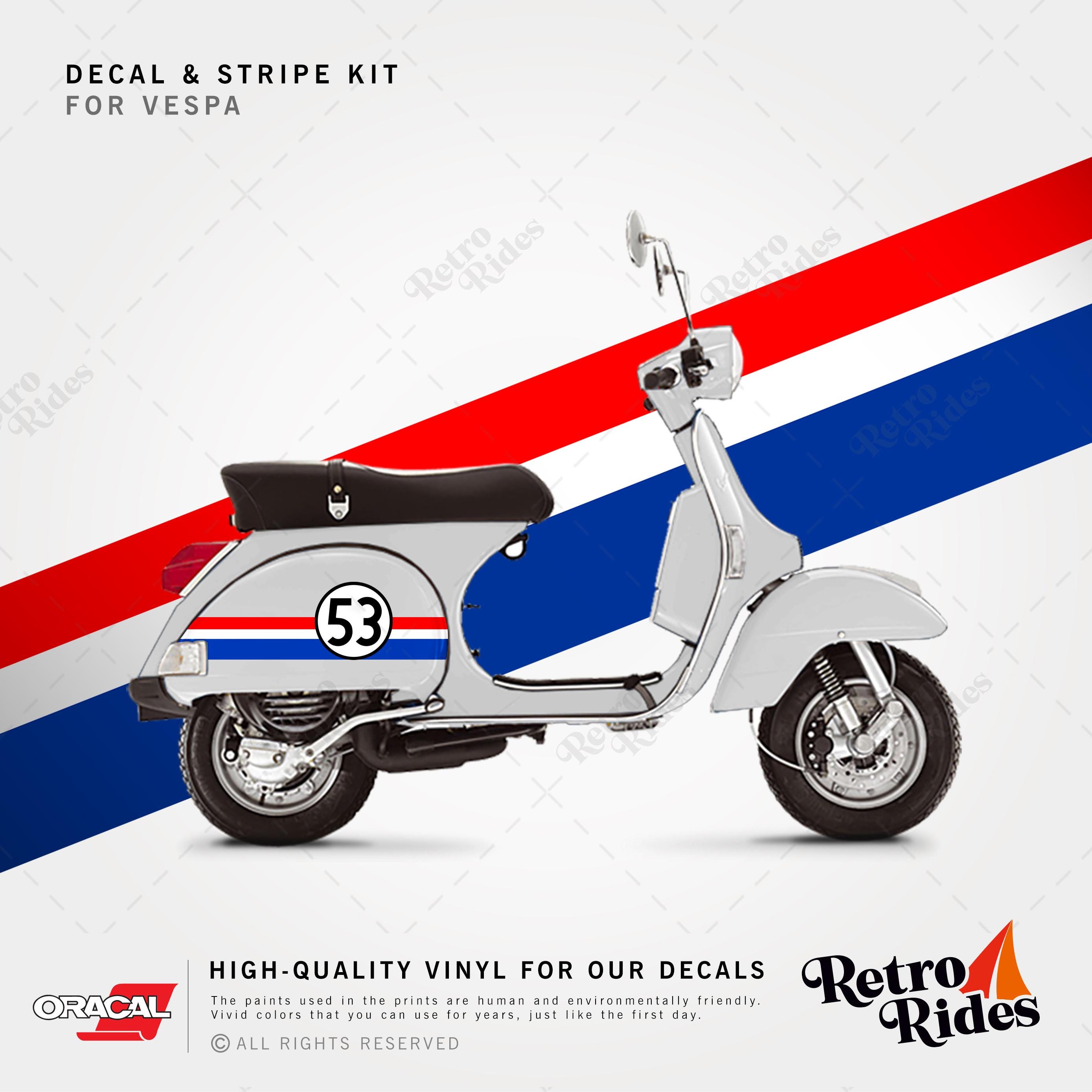 VESR　ベスプ　ステッカー Herbie Vinyl Decal & Stripe Kit for Vespa / Customizable Number - Etsy
