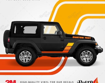 Old School Retro Hood & Stripes Vinyl Decals Graphics Kit | 4x4 Off Road | 2 Doors 2007-2018