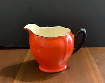 1920s Art Deco Regal Ware Creamer Regal Pottery Co Cobridge England Orange Black
