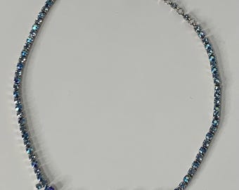 Vintage Sherman light blue and dark blue AB rhinestone necklace