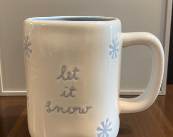 Rae Dunn Christmas mugs Let it Snow Double Sided NEW - 5" Tall, 16 oz