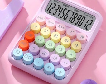 Large Rainbow Keyboard Calculator - Budgeting Organisation Office Business Back to School Cute Gift Ideas, Free Batteries Included